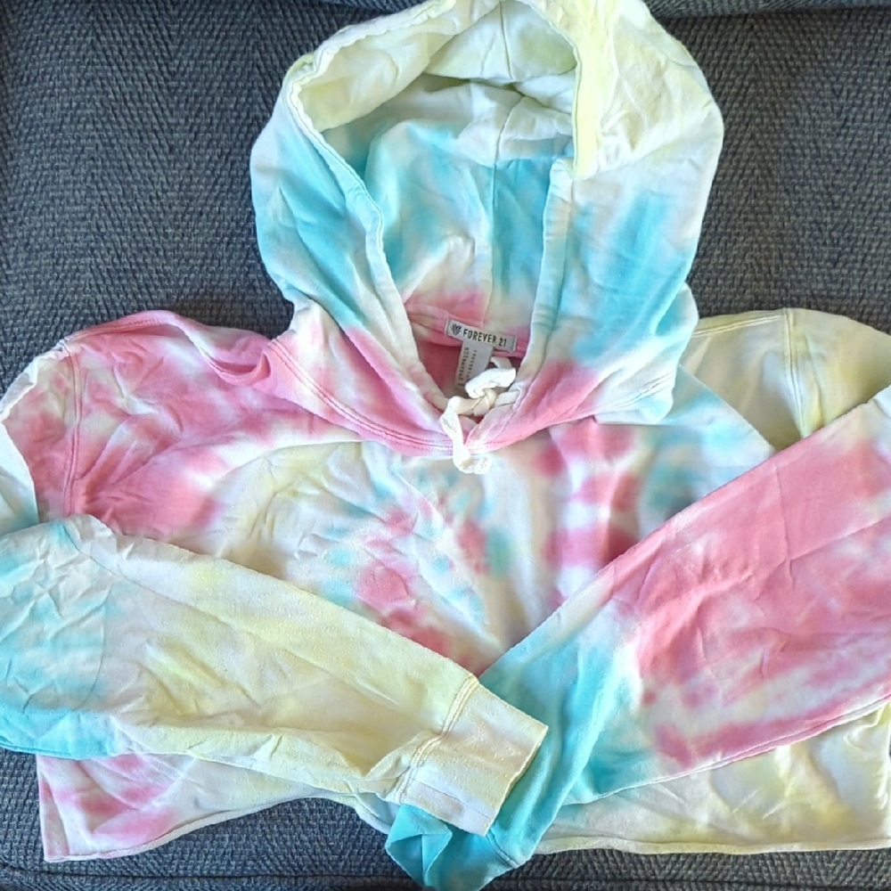 Forever 21 Tie-Dye Hoodie - Pink, Blue, Yellow